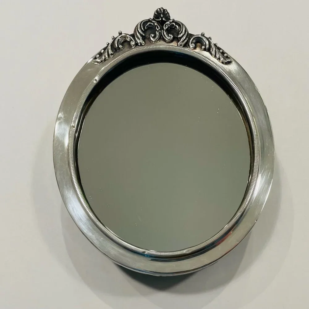 Art Deco Silver Crest Floral Design Table Mirror Hallmarked